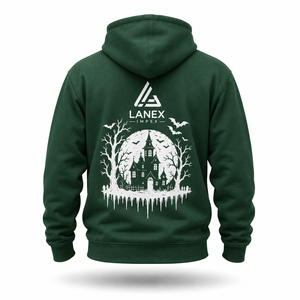 Sweat-shirt à capuche vert Halloween OEM ODM en polaire douce de qualité supérieure avec logo personnalisé et motif graphique fantôme citrouille horreur - Product Image 3