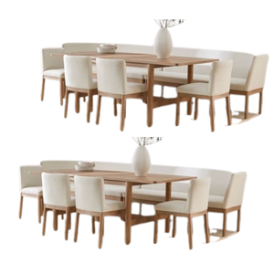 Ensemble de table à manger de luxe en teck massif, design moderne et écologique, matériaux naturels, utilisation en restaurant, prix de gros - Product Image 4