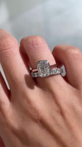 Womens Elongated Cushion Cut Engagement <b>Ring</b> 3ct Bezel <b>Set</b> Lab Diamond <b>Ring</b> Split Shank <b>Gold</b> <b>Ring</b> Art Deco Wedding Gift - Product Image 2