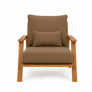 Sillón Moderno de Madera Maciza con Cojín Tapizado Grueso para Hotel, Villa, Resort, Muebles de Sala de Estar - Product Image 1