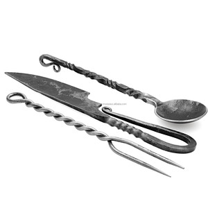 Couteau antique fait main cuillère fourchette ensemble de vaisselle de camping en plein air - Product Image 5