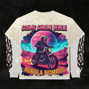 T-shirt tricoté personnalisé pour homme, style urbain vintage, 300g, 100% coton, coupe classique, motif géométrique, écologique - Product Image 1