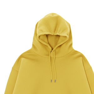 Sudadera con Capucha Extra Grande para Hombre, Tejida, 100% Algodón, Anti-Pilling, Color Amarillo Sólido, Diseño Casual con Bolsillos, Manga Regular - Product Image 2