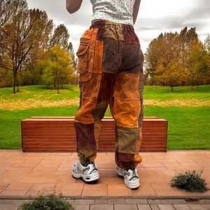 Pantalon cargo en velours côtelé pour femme, coupe ample, taille mi-haute, avec cordon de serrage, style utilitaire, longueur intégrale, idéal pour l'automne - Product Image 5