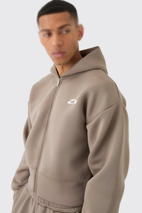 Survêtement Homme Tendance Cropped Entièrement Zippé Deux Pièces à Capuche Oversize Épaules Tombantes Jambes Larges Hiver Fournisseur OEM - Product Image 3