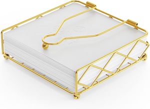 Napkin Holder Flat Paper Towel Dispenser with Weighted Arm Metal Wire Tissue Storage Basket Tabletop Kitchen <b>Caddy</b> Organizer - Product Image 2