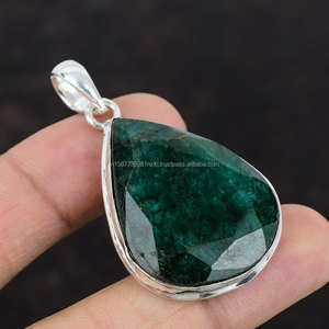 925 pendentif en argent Sterling pierre précieuse pendentif fait main cadeau de demoiselle d'honneur pendentif émeraude naturelle bijoux en argent - Product Image 3