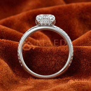 Luxury Round Cut Halo Diamond Engagement <b>Ring</b> <b>Split</b> Shank Pavé Band – 925 Sterling Silver - Product Image 3