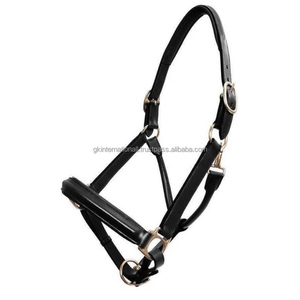 Cabestro de caballo de cuero acolchado hecho a medida de diseño clásico con doble costura y doble corona ajustable con hebilla de latón - Product Image 1