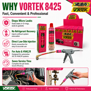 น้ำยาซ่อมรอยรั่วสารทำความเย็นอเนกประสงค์ R134a R1234yf R12 |   โพลีออลเอสเตอร์ POE ขนาด 6 มล. |   VORTEK VK8425 |   โรงงานไต้หวันจัดจำหน่าย |   OEM |   5 - Product Image 2