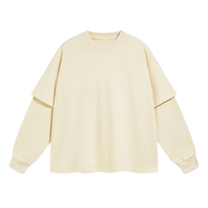 เสื้อยืดแขนยาวผ้าคอตตอน 100% แบบเรียบ ปรับแต่งได้ สองชั้น หนานุ่ม ระบายอากาศดี มีหลายสี - Product Image 1