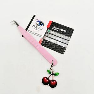 Pince à cils durable de marque privée Diamond Grip Pink Silver Tip Fiber Tip Slim Boot Pince à épiler avec breloques Pince à cils - Product Image 4