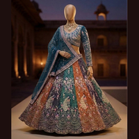 Lehenga Choli semi-cousu en tissu papillon à sequins, avec dupatta élégant, prix de gros par Royal Export