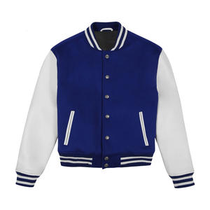 Veste Letterman en Cuir Slim pour Homme, Personnalisable avec Impression par Décharge, Col Montant, Style Hiver High Street – Grande Vente - Product Image 1