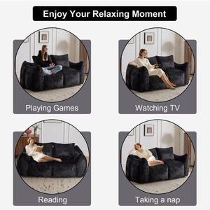 Ultra Soft Fluffy Loveseat <b>Bean</b> <b>Bag</b> <b>Sofa</b> Giant <b>Bean</b> <b>Bag</b> Couch for Adults Oversized Chase Lounge Chair for Indoor Living Room - Product Image 5