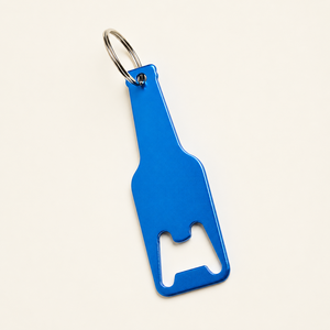 Llavero Abridor de Botellas Metálico en Forma de Botella Azul, Abridor Manual Portátil, Forma Personalizada, Material de Aluminio - Product Image 1
