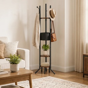 Perchero minimalista con ganchos para la entrada, base redonda, diseño metálico. - Product Image 6