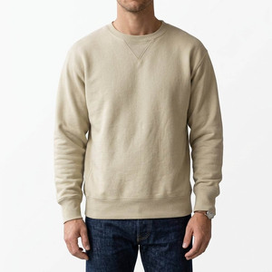 Premium beige Crew Neck Sweatshirt Unisex Heavyweight Cotton Fleece <b>Pullover</b> Blank Sweatshirt for <b>Men</b> & Women - Product Image 3