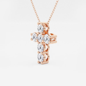 Pendentif croix en diamant rond cultivé en laboratoire 2 CTW, collier élégant de la foi, bijoux fins étincelants, cadeau pour femme - Product Image 1
