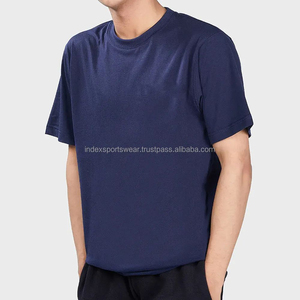 <b>Men's</b> <b>Navy</b> <b>Blue</b> Short Sleeve O-Neck T-<b>Shirt</b> Regular Fit Solid Color Casual Wear 100% Polyester Jersey Knitted Quick Dry - Product Image 3