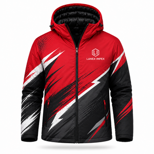Custom Men's Hooded <b>Winter</b> Puffer <b>Jacket</b> Sublimation Print <b>Waterproof</b> Windproof Warm Outdoor Casual Full Zip Padded Coat OEM ODM - Product Image 2