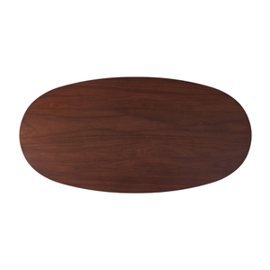 Mesa de Centro Ovalada de Estilo Escandinavo en Madera de Teca con Acabado en Nogal Oscuro, Base de Pedestal Elíptica, Mesa de Centro de Lujo para Sala de Estar - Product Image 4