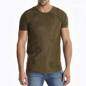 Camiseta al por Mayor para Hombre, 100% Algodón, Diseño Personalizado, Logotipo OEM, Color Personalizado, Diseño Desgastado - Product Image 1