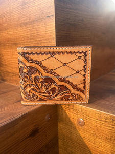 <b>Best</b> Seller Handmade Cowboy Genuine Leather Floral Hand Tooled Western <b>Men's</b> Wallet With Hand Carved Latest <b>Men</b> Luxury Wallet - Product Image 2
