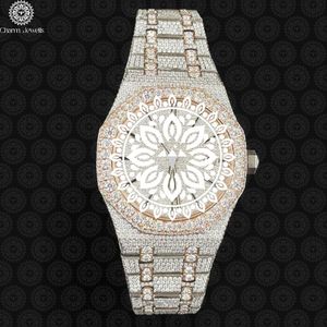 Charm Jewells Montre de luxe en acier inoxydable 36 mm à quartz analogique avec boîtier polygonal pour homme, fermoir pliant tendance - Product Image 2