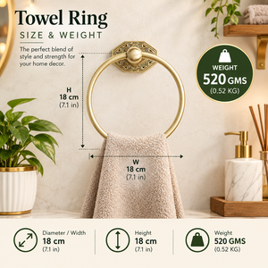 Accesorios de Baño de Lujo con Acabado Dorado, Soporte para Toallas Redondo de Latón Montado en la Pared para Uso en Hoteles y Hogares - Product Image 5