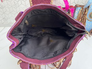 Bolso bohemio con flecos de piel metálica auténtica para mujer, superventas, cierre de cremallera, monedero de nailon para uso diario - Product Image 6