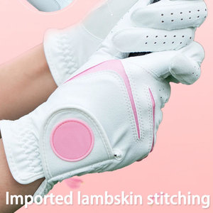 Gants de golf pour femmes en cuir PU antidérapant, paire pour main gauche et droite, impression de logo couleur personnalisée, vêtements de sport, gants de golf - Product Image 2