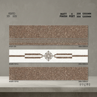 Finition mate aspect marbre imprimé Étape: 1200x300mm & Riser: 1200x200mm-Nouveau design brun, 11mm d'épaisseur Carreaux de porcelaine GVT