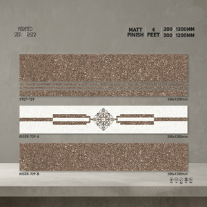 Finition mate aspect marbre imprimé Étape: 1200x300mm & Riser: 1200x200mm-Nouveau design brun, 11mm d'épaisseur Carreaux de porcelaine GVT - Product Image 5