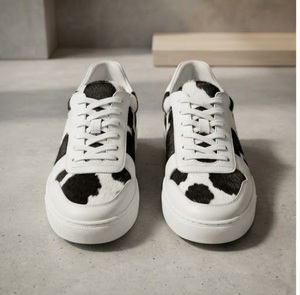 Genuine <b>Leather</b> Cow Print Round Toe Lace-Up Breathable Men's Dress <b>Shoes</b> All Seasons Rubber Outsole EVA Midsole - Product Image 3