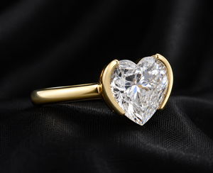 Anillo de Compromiso con Diamante Cultivado en Laboratorio de 3 Quilates, Corte Corazón, en Oro Sólido de 10K/14K/18K, Media Montura, Solitario, Certificado IGI, Color E - Product Image 2