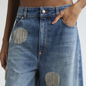 Nueva Llegada: Los Mejores Overoles de Mezclilla Transpirables para Mujer, con Logotipo Personalizado, Ropa al por Mayor, Pantalones Vaqueros Oversize de Diseño Sólido - Product Image 5