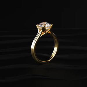 Special Occasion Round Solitaire Dual Plain Band <b>Ring</b> With Hidden Halo Vintage CVD <b>Diamond</b> <b>Ring</b> VVS-VS Clarity IGI Certified. - Product Image 2