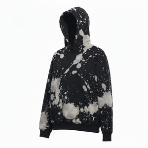 Sweat à capuche noir d'automne streetwear en molleton doux coupe classique unisexe décontracté écologique 380g avec poche avant sublimée 100% coton - Product Image 1