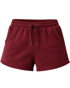 Shorts en molleton de coton bordeaux personnalisés pour femmes, taille élastique, décontractés, pour l'été, vêtements de détente, fabricant sur mesure, qualité supérieure - Product Image 1