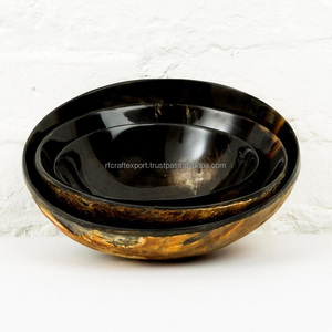 Bol de service en corne polie attrayante en gros Ustensiles de cuisine de meilleure qualité de l'Inde RF Artisanat pour les fêtes - Product Image 3