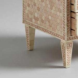 Mesa de Cajones con Incrustaciones de Hueso de ILAHI, Diseño Moderno con Detalles de Ágata, Almacenamiento de Tres Niveles, Mueble Portátil para el Hogar - Product Image 3