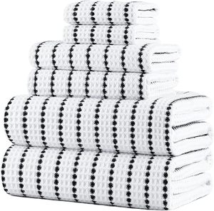 Microfiber Quick Dry Lint Free Oversize Bath <b>Towel</b> Set, 6 Piece (<b>Waffle</b> Weave) - Product Image 1
