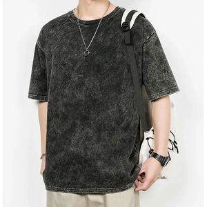 <b>Mens</b> Beige Light Khaki Crew Neck Oversized Short Sleeve Cotton Casual Summer Fashion Plain Top Custom Logo OEM ODM Wholesale - Product Image 6