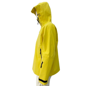 Men's <b>Yellow</b> Hooded Waterproof <b>Jacket</b> PU Coated Zipper Closure Sporty Style Autumn Wear Regular Fit Polyester Material - Product Image 4