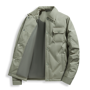Men's <b>Light</b> Blue Hooded <b>Puffer</b> <b>Jacket</b> Winter Coat Windproof Casual Zipper Closure Regular Fit Solid Color Eco-friendly High - Product Image 3