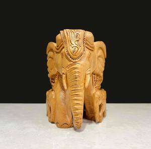 Collection Super Fine de Figurines d'Éléphants en Bois Sculptées à la Main et Écologiques de Nirmala Handicrafts, Statue de Décoration d'Art Moderne - Product Image 3