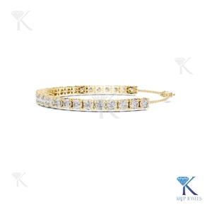 Adjustable Chain Diamond Tennis <b>Bracelet</b> Round Cut 14K 18K <b>Solid</b> Gold Fine Women Luxury Jewelry Supplier Wholesale - Product Image 6