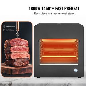 Griglia Elettrica per Bistecche da Interno 1800W con Griglia a Infrarossi Senza Fumo 1450F, Cucinatore per Bistecche a 6 Livelli in Acciaio Inossidabile - Product Image 2