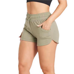 กางเกงขาสั้นสำหรับผู้หญิง กางเกงขาสั้นออกกำลังกาย กางเกงโยคะเอวสูงสำหรับผู้หญิง กางเกงวิ่งรัดรูป กางเกงออกกำลังกายสำหรับฟิตเนสและปั่นจักรยาน พร้อมโลโก้ - Product Image 1